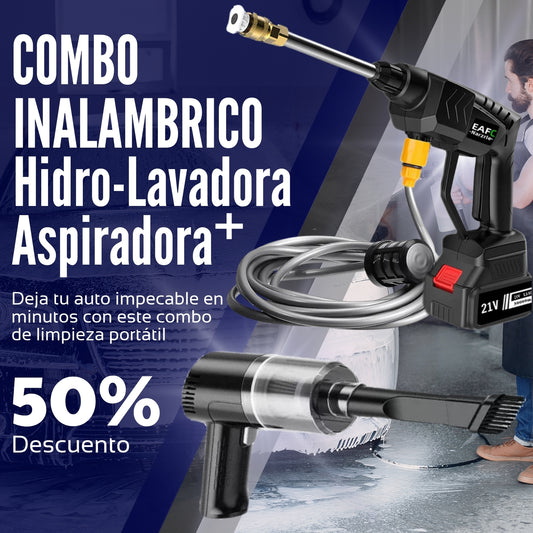 COMBO HIDROLAVADORA inalámbrica con bateria + ASPIRADORA Portátil para Auto (G2)