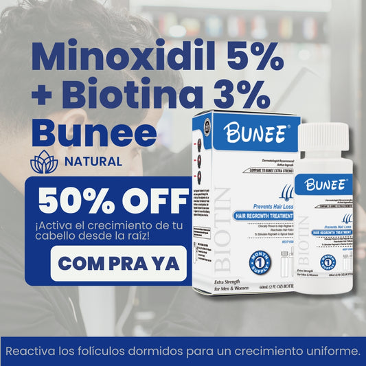 Cabello y Barba Bunee Minoxidil 5% + Biotina 3% El Dúo Definitivo