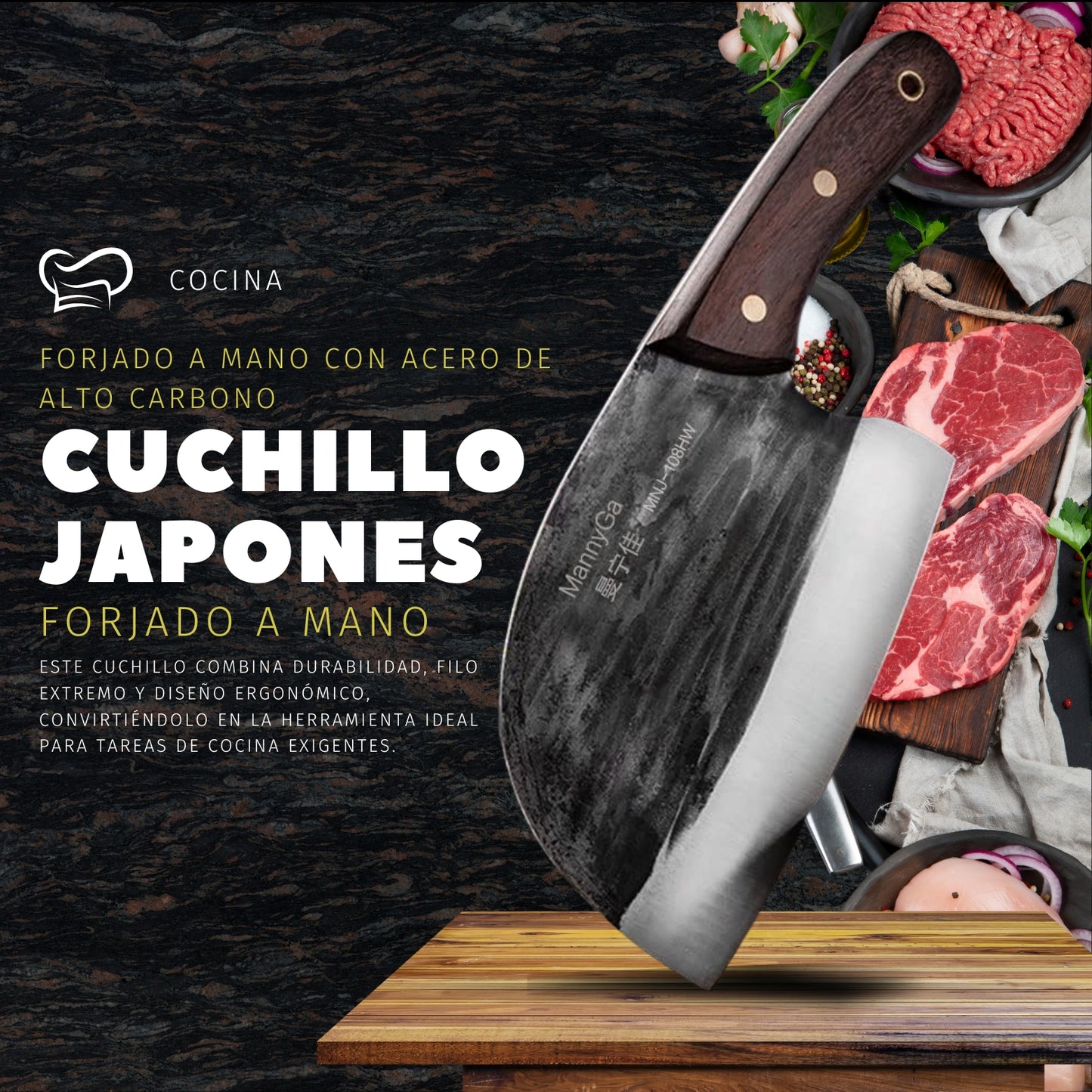 Cuchillo Forjado Japonés de Cocina